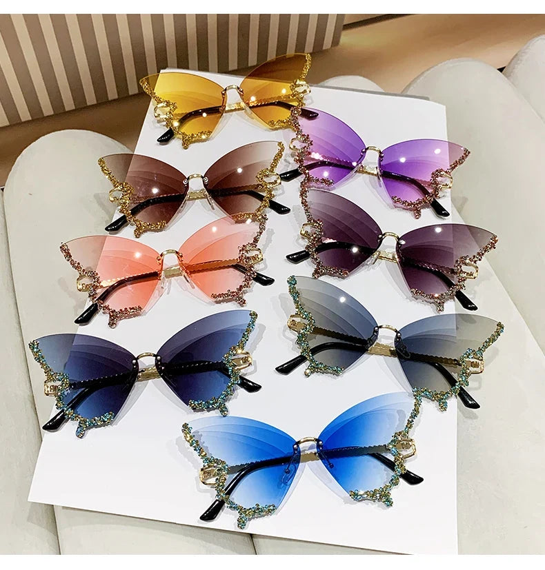 Cycling New Y2K Style Women Fashion Sunglasses Oversize Butterfly Shape Diamond Edge Design Sun Glasses Street Party Glasses