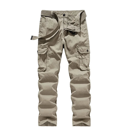 2026 Men's Cargo Pants Straight Leg Cotton Stretch Tactical Trouser Male Military Outdoor Camping Fishing Casual Work Wear Khaki
