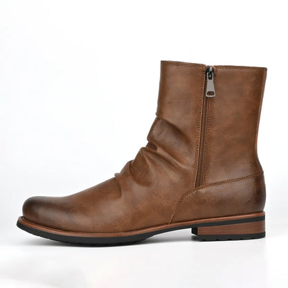 Men's British Style Low-Heeled Retro Boots for Everyday Casual Wear