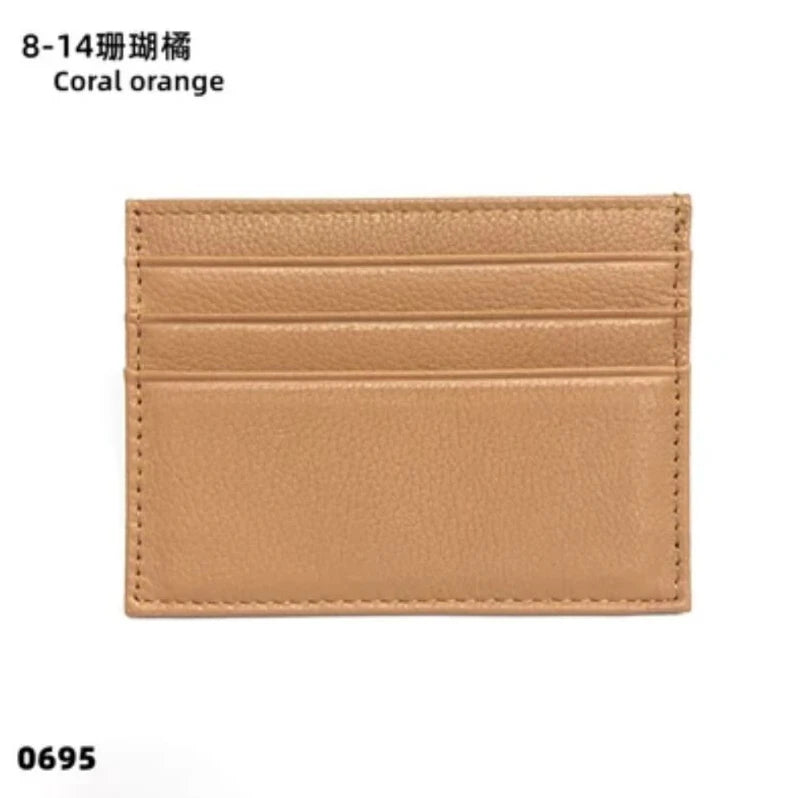 Porte-cartes en cuir de vachette avec logo personnalisé pour femme et homme, sac à cartes fin en cuir véritable, gravure du nom, portefeuille de luxe décontracté