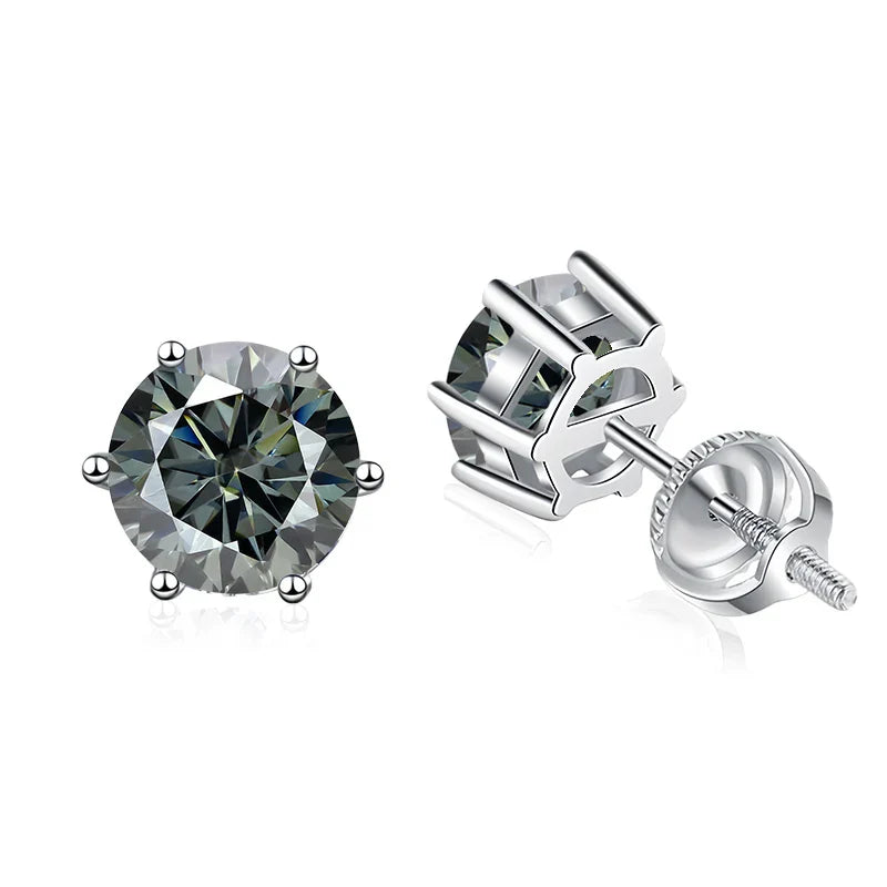 0.5ct 1ct Pink Grey Black Moissanite Earrings for Women 925 Sterling Silver Screw Earrings Women's Earrings Fine Jewelry