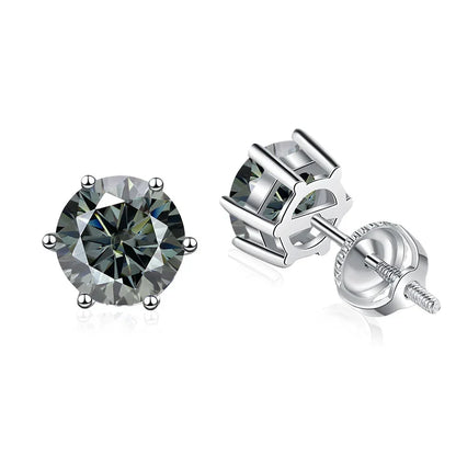 0.5ct 1ct Pink Grey Black Moissanite Earrings for Women 925 Sterling Silver Screw Earrings Women's Earrings Fine Jewelry
