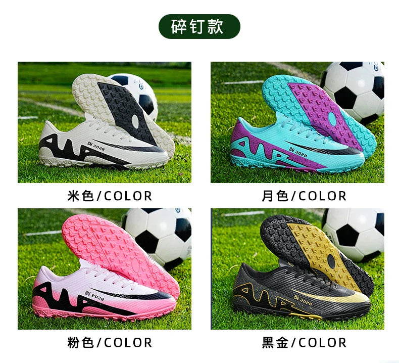 High Quality New Mens Soccer Shoes Society Ultralight Turf Soccer Cleats Kids Sneakers Training Football Boots Chuteira Campo