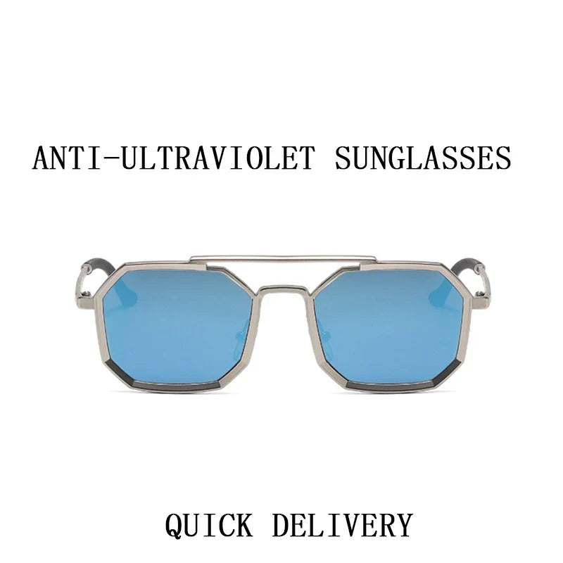 Metal Sunglasses For Men Vintage Square Sunglasses Women Trendy Luxe Fashion Sun Glasses Steampunk Shades Gafas De Sol Hombre