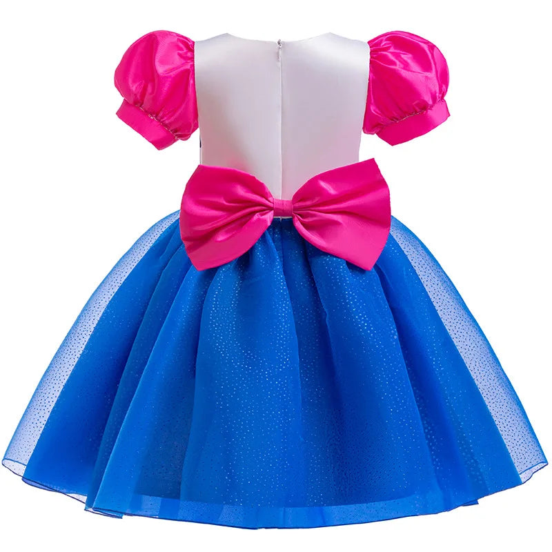 Kids Girls Cartoon Cats Cosplay Princess Dress Children Puff Sleeve Bow Tulle Gown For Carnival Halloween Birthday Party Outfit