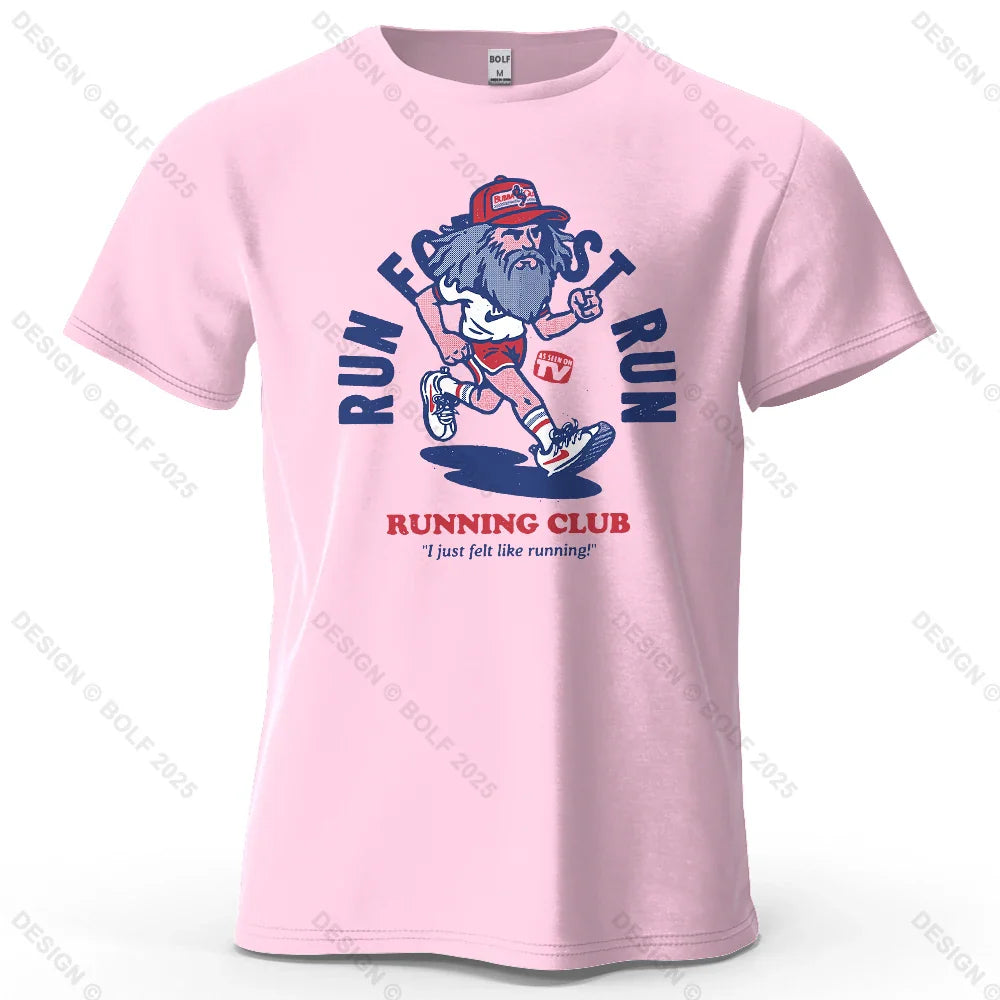 Running Club Printed Men's T-Shirt 100% Cotton Oversized Fitness Motivation Graphic Tees for Women Tops Tees Streetwear