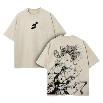 Anime JoJo's Bizarre Adventure Dio Print Tshirt Men Short Sleeve Clothing Washed Cotton Tee Retro Manga T Shirt Harajuku T-shirt