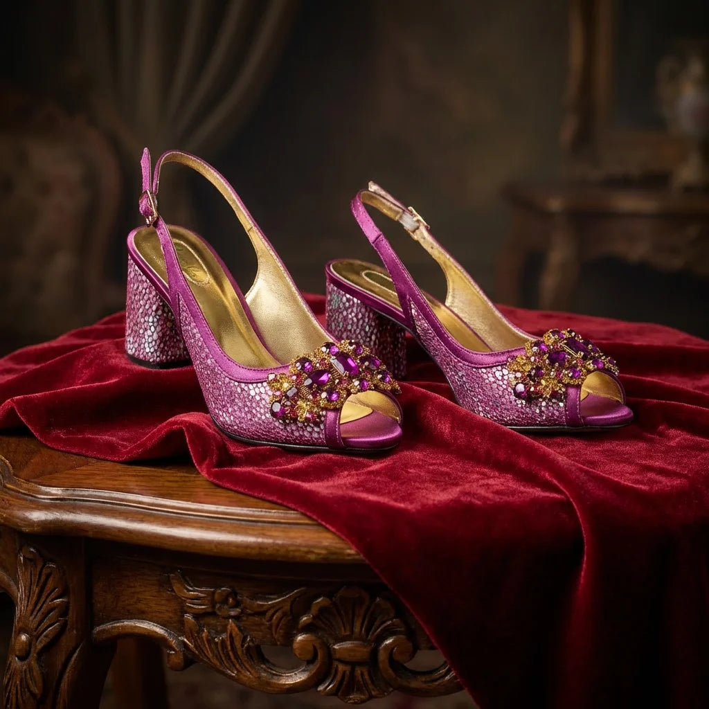2026 New Green Elegant Women's High Heels Shoes  & Bag Set Rhinestone-Embellished Designer Shoes Perfect for Special Occasionss