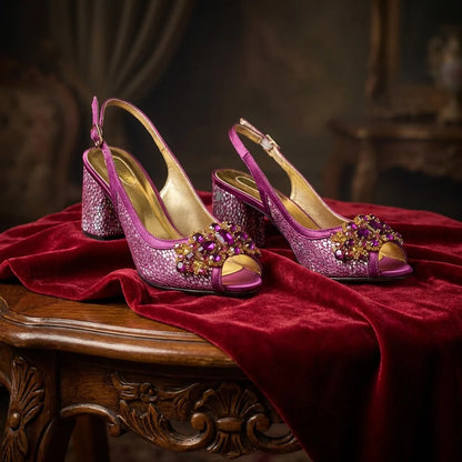2026 New Green Elegant Women's High Heels Shoes  & Bag Set Rhinestone-Embellished Designer Shoes Perfect for Special Occasionss