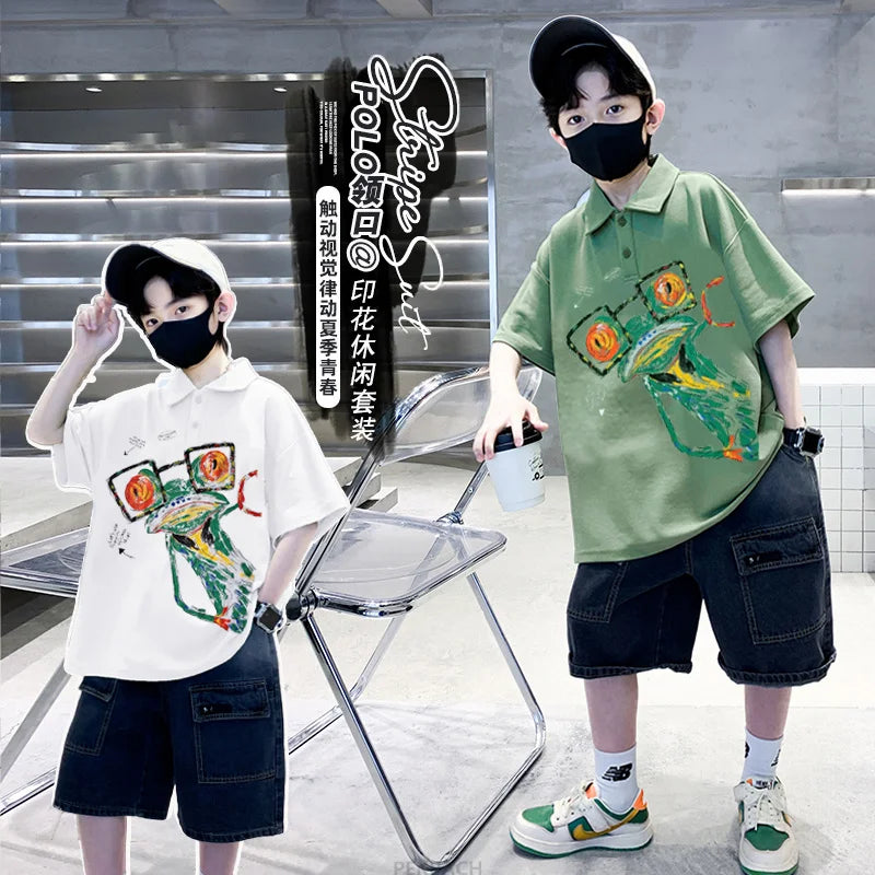 Teen Boys Clothing Sets Summer Big Size New Casual Outfits Kids Tracksuit For Boys Sport Suit Children Clothes 8 9 10 12 14 Year