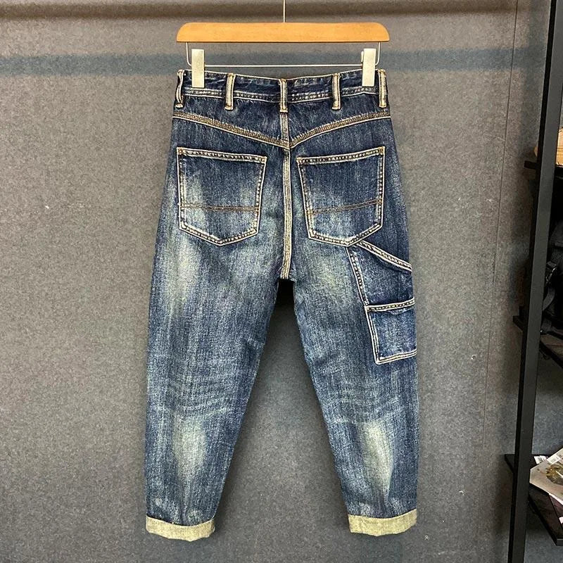 Autumn and Spring Fashion Trend American Vintage Straight Leg Denim Pants for Men Casual Loose Comfortable High Quality Pants