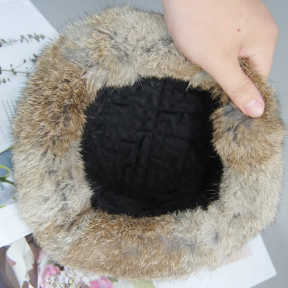 2026  Unisex Winter Russian Outdoor 100% Genuine Rabbit Fur Caps Warm Real Rabbit Fur Bomber Hat Natural Quality Rabbit Fur Hats