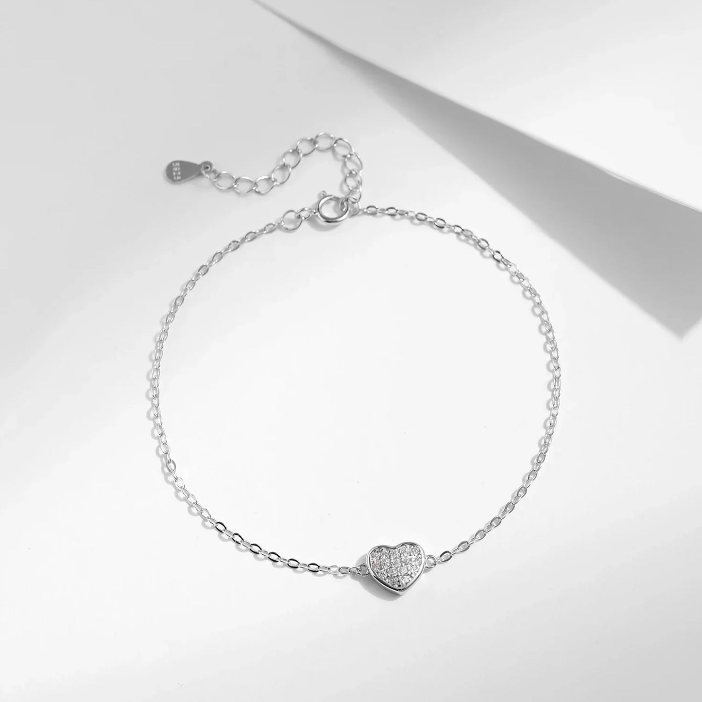 925 Sterling Silver Simple Romantic Hearts Link Chain Bracelet Basic Style Platinum Plated Fine Jewelry For Women Gifts