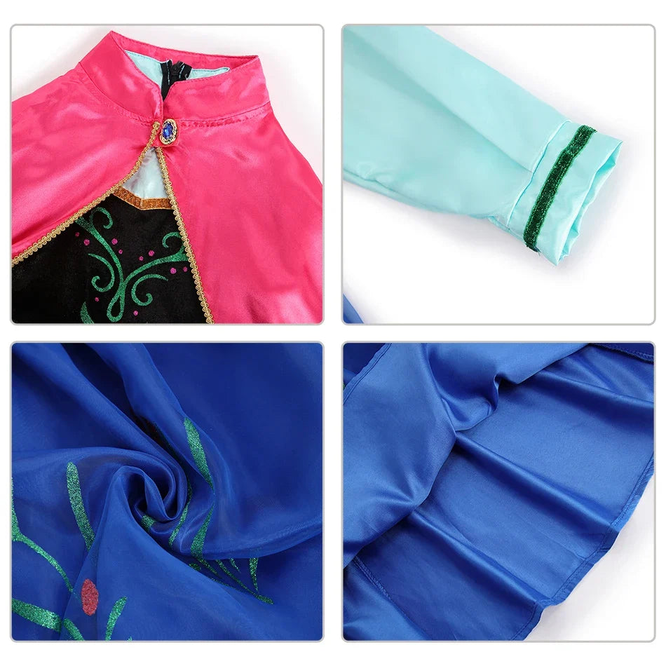 Elsa Anna Snow White Moana Rapunzel Ariel Belle Princess Dress for Girls Cosplay Carnival Birthday Party Outfit Kids 2-8Y