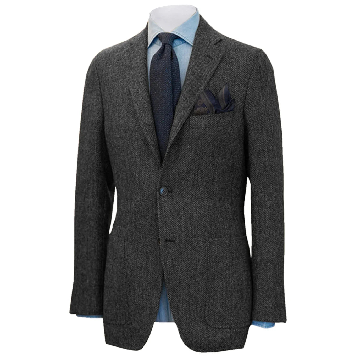 Men's Suit Herringbone Blazer Prom Tuxedos Wool Tweed Single Breasted Formal Bussiness/Wedding Jacket（Only Coat）