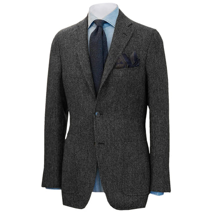 Men's Suit Herringbone Blazer Prom Tuxedos Wool Tweed Single Breasted Formal Bussiness/Wedding Jacket（Only Coat）