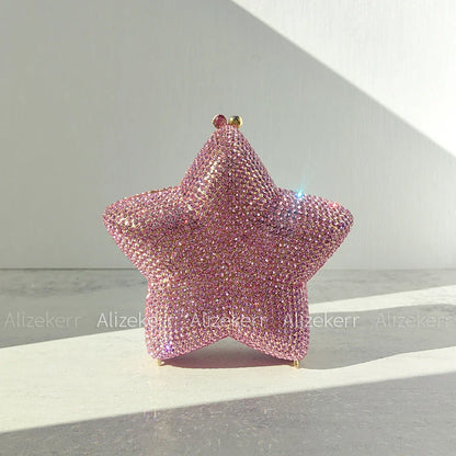 Star Shaped Crystal Evening Bags Women 2024 Boutique Gorgeous Gradient Colour Diamond Mini Clutch Purses Wedding Party