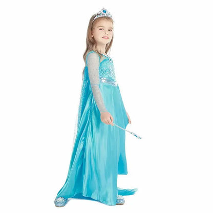2026 Frozen Elsa Snow Queen Princess Dress Up Girls Fancy Costume Kids Role-play Carnival Children Birthday Party Dresses