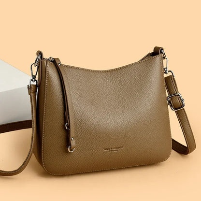 New Luxury Designer Handbag Solid Color PU leather Women Shoulder Bag Casual Crossbody Bags for Women New Zipper Messenger Bag
