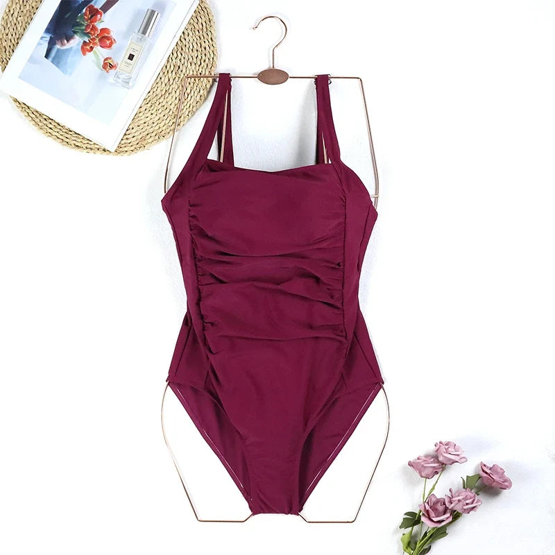 Sexy One-Piece Women Swimsuit 2024 Push Up Plus Size Swimwear Tummy Control Monokini Swimming Beach Wear Vintage Bathing Suit