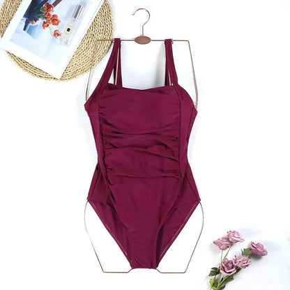 Sexy One-Piece Women Swimsuit 2024 Push Up Plus Size Swimwear Tummy Control Monokini Swimming Beach Wear Vintage Bathing Suit
