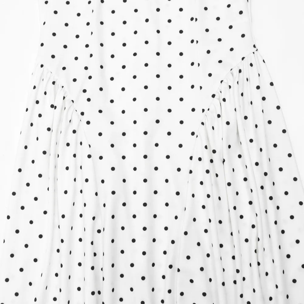 White Polka Dot Long Dress Summer Sexy High-Waisted Vintage Print Sleeveless Dress Casual Party Vacation New Women Dress