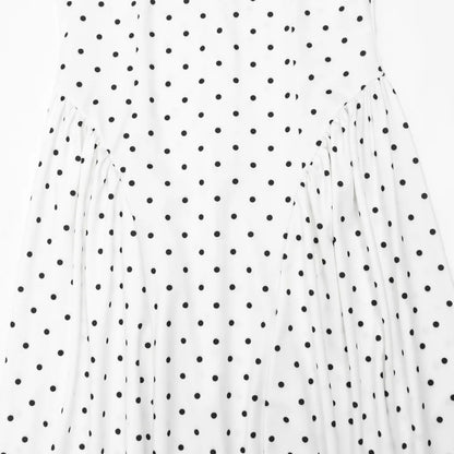 White Polka Dot Long Dress Summer Sexy High-Waisted Vintage Print Sleeveless Dress Casual Party Vacation New Women Dress