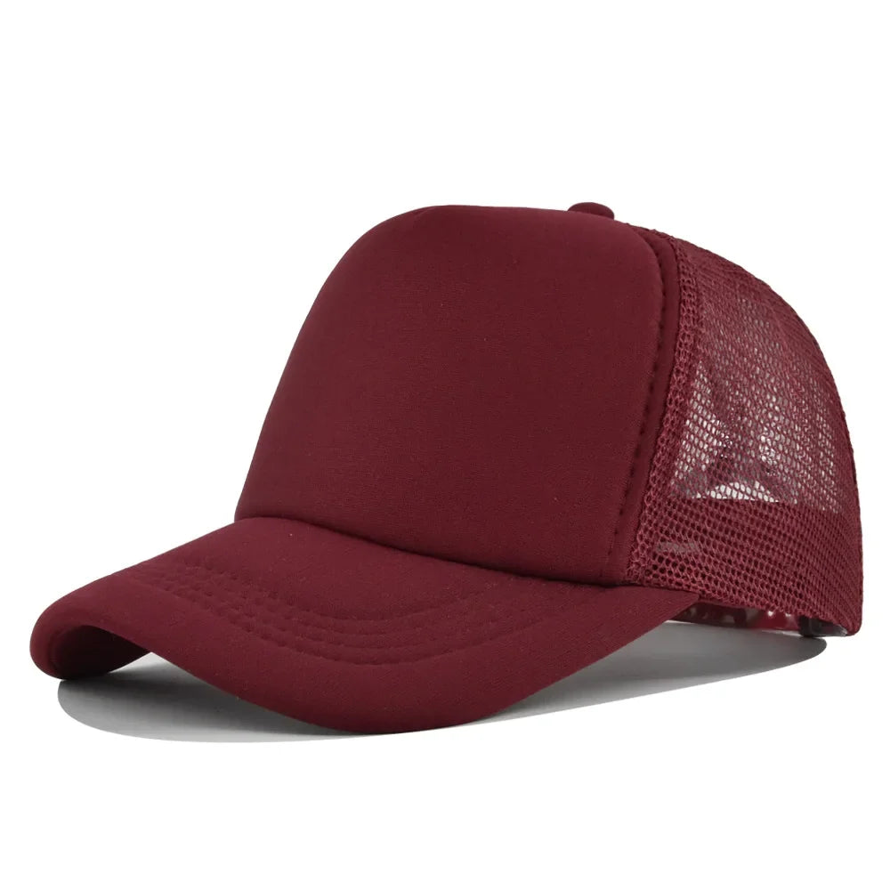 Fashion Unisex Plain Baseball Cap Adjustable Trucker Flat Visor Cap Snapback Mesh Curved Men Women Casual Sun Summer Hat