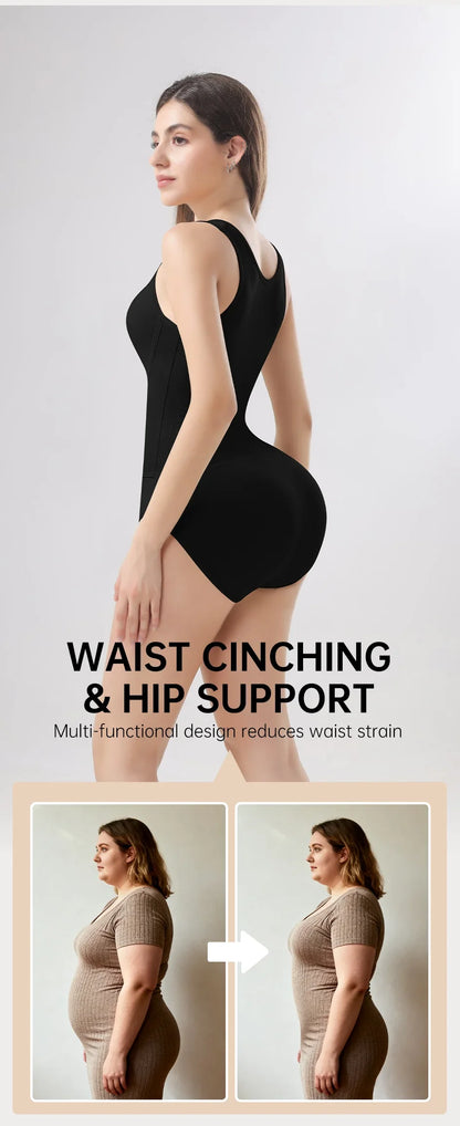 Woman Slim Bodysuit Shapewear with Zipper Belt Women Tummy Control Fajas Body Shaper Waist Trainer Slimming Cincher Corset Tops