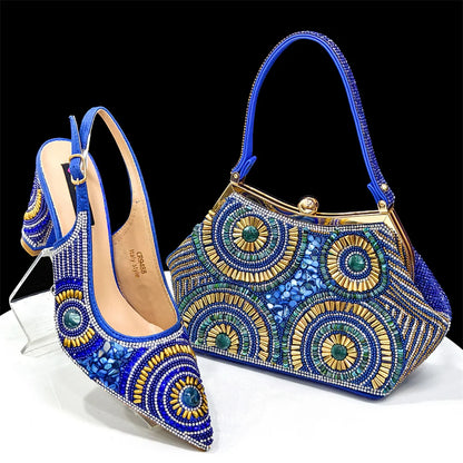 Elegant Italian Design Women's Party Shoes With Matching Handbag - Perfect for Hot African Weddings Stylish Heels and Bag Set