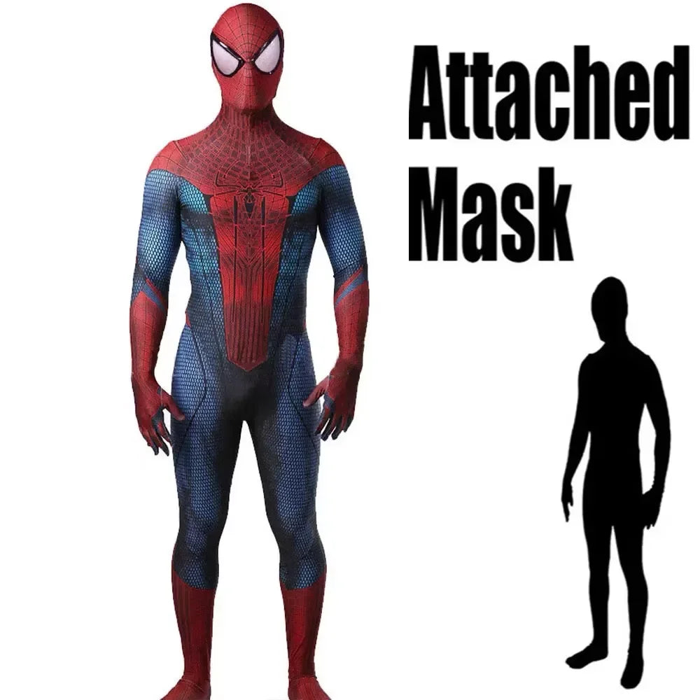 Halloween Men Adults TASM 1 Spider Cosplay Costume The Amazing SuperHero Zentai Suit Bodysuit Man Party Jumpsuit