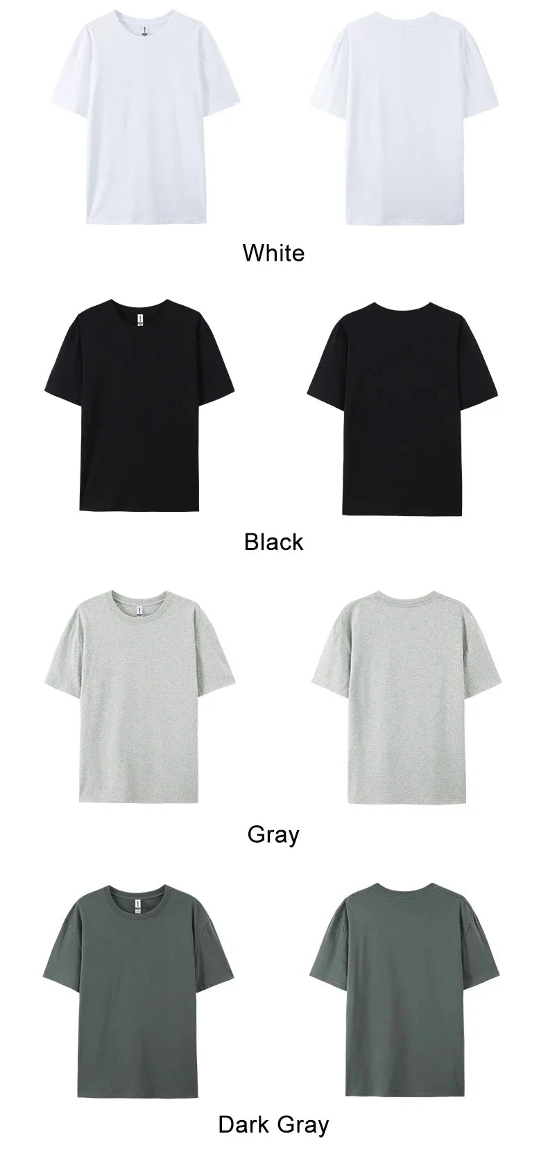 100% Cotton Solid Tshirts Men Woman Short Sleeve Fashion Brand Trend Casual Soft Clothing Tees Customized Products Summer Tops