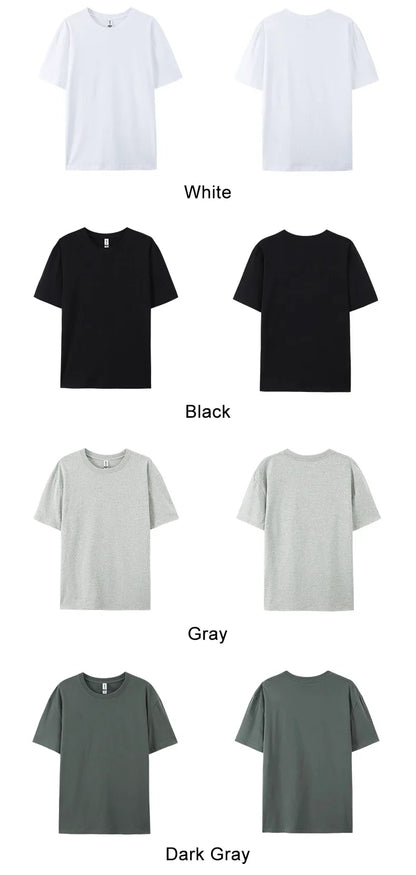 100% Cotton Solid Tshirts Men Woman Short Sleeve Fashion Brand Trend Casual Soft Clothing Tees Customized Products Summer Tops