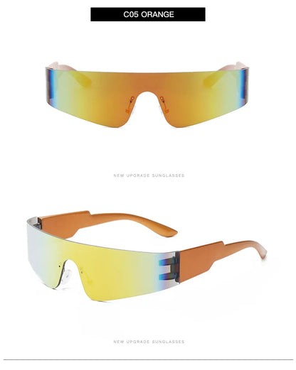 Cycling Punk One Piece Sunglasses Women Goggle Mirrored Y2K Sun Glasses Men 2000'S Wrap Around Eyeglasses Fashion Eyewear