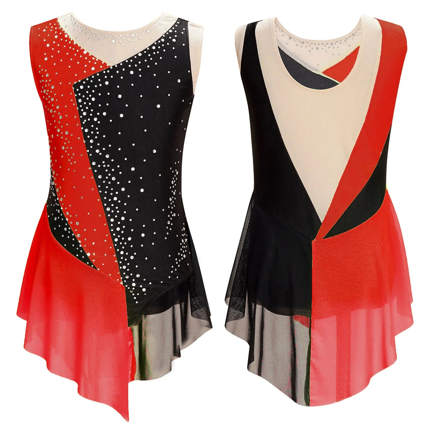 Kids Girls Sparkly Rhinestone Ballet Jersey Leotard Dress Toddler Gymnastics Artistic Figure Skating Dance Leotards Costume
