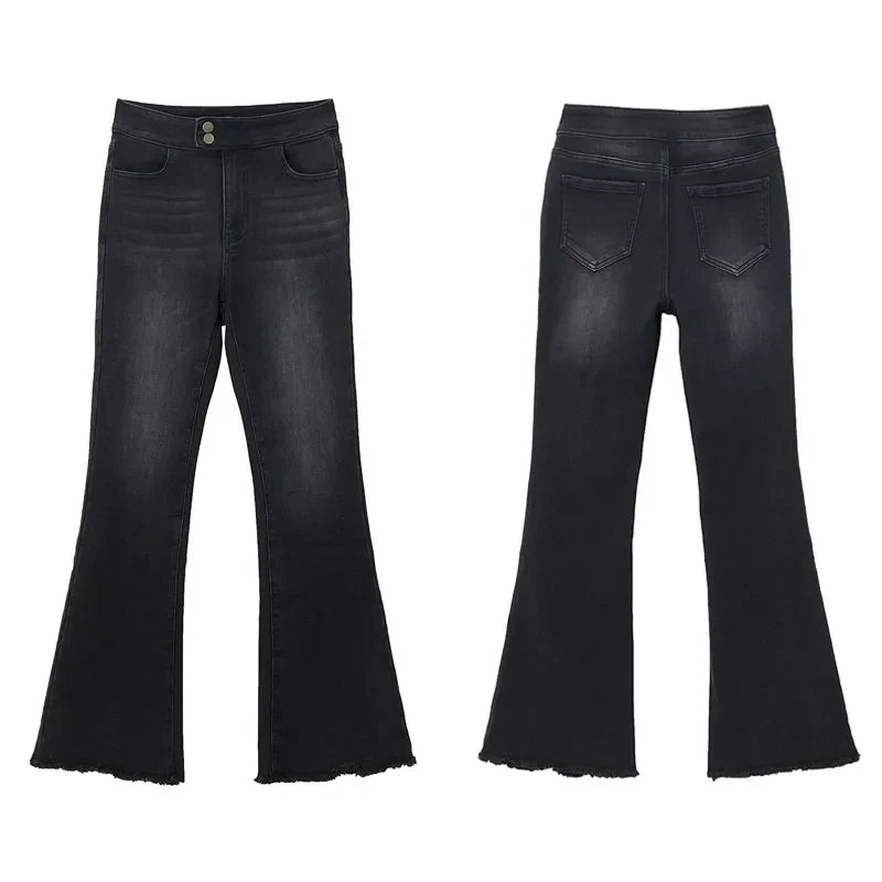 Jeans For Woman 2025 Winter New Slim-fit Warm Versatile Flared Pants Simple Commuter Casual Casual Woman Trousers 12344022