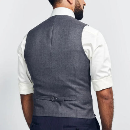Men Vest Dark Gray Single Breasted V Neck Solid Waistcoat For Wedding Banquet Business Work Office Casual Daily Men Suit Vest