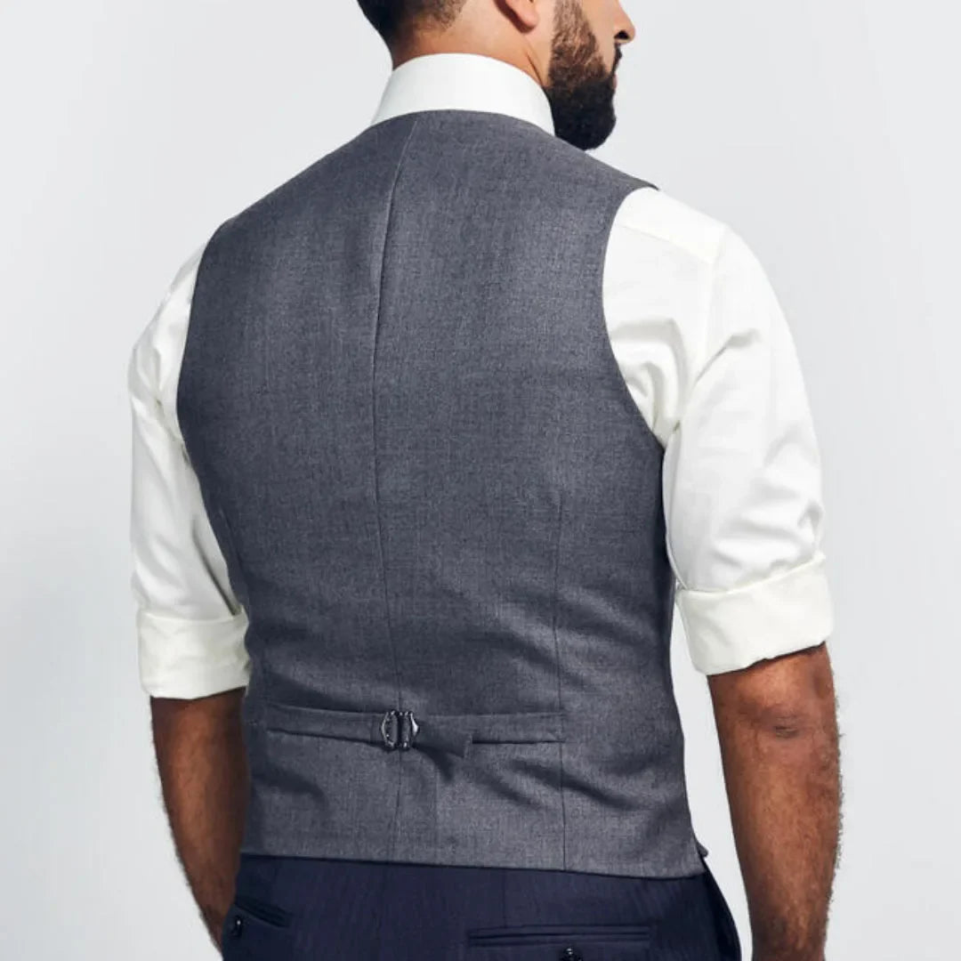 Men Vest Dark Gray Single Breasted V Neck Solid Waistcoat For Wedding Banquet Business Work Office Casual Daily Men Suit Vest