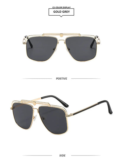 Big Metal Frame Gradient Sunglasses UV400 Protection Classic Sun Glasses Driving Oversized Square Sunglasses for Women & Men