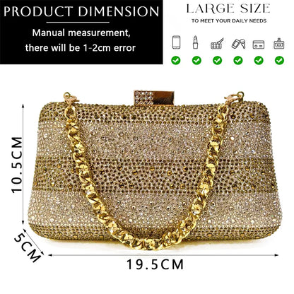 High Heels Shoes for Women Embroidery Rhinestone Italian Design Gold Color Pointed Toe Shoes and Bags Set Fashio