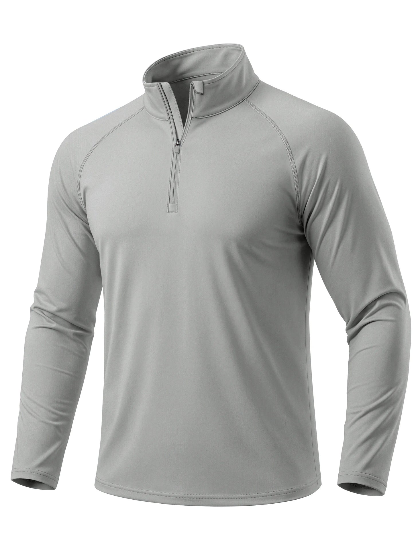 Men's Lightweight Long Sleeve T-Shirt UPF50+ Sun Protection Quick Dry Zip Neck Casual Summer Top