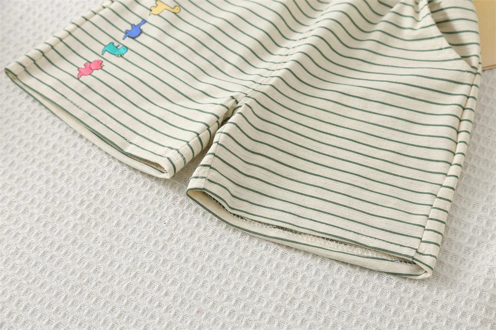 New Summer Baby Boy Clothes Set Toddler Boys Striped Cartoon T-shirt Short Pant 2-Piece Casual Infant Children's Clothing Outfit