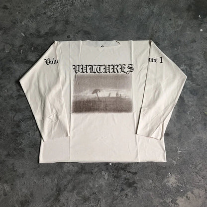 Vultures DONDA Kanye Quality Printed Long Sleeves 100%Cotton Casual Loose Oversized Tops T Shirt For Men