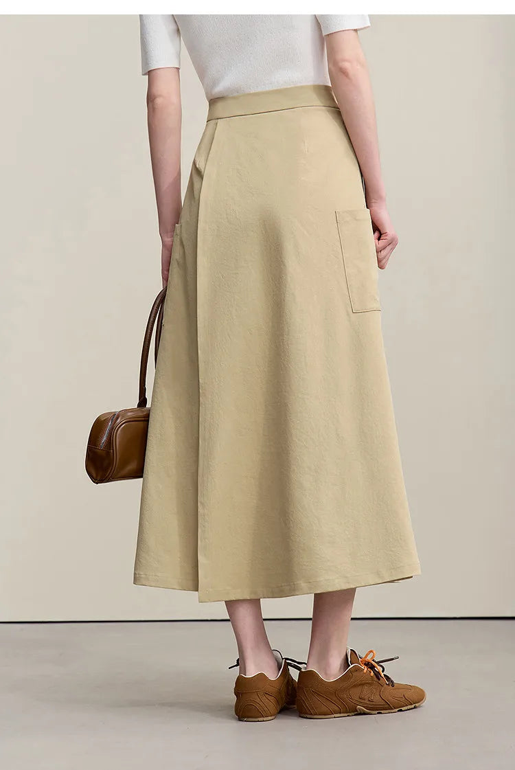 Women's A-Line Skirt 2026 Summer New Textured Relaxed Pocket Midi Culottes Versatile Casual Style Skirt For Women 12622124