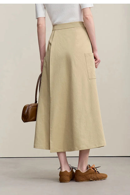 Women's A-Line Skirt 2026 Summer New Textured Relaxed Pocket Midi Culottes Versatile Casual Style Skirt For Women 12622124