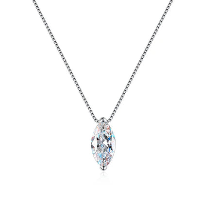 1CT Marquise Cut Moissanite Necklace for Women Box Chain 5*10mm Stone S925 Sterling Silver Pendant Lab Diamond Jewelry