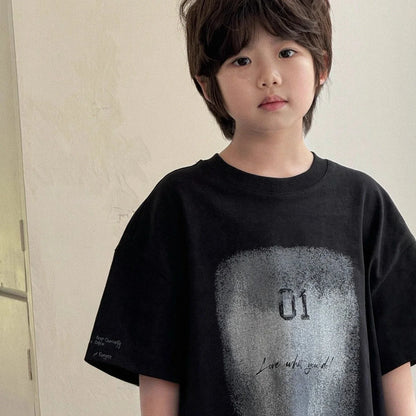 2026 Summer Korean Designer Kids' Unisex Short Sleeve T Shirt Trendy Boys Girls Summer Apparel Soft Cotton Blend Size 110-170cm