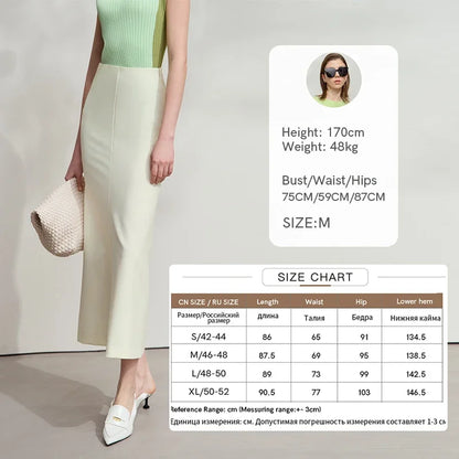 Minimalist Skirt Mermaid For Women 2025 Spring New Elegant Office Lady Solid Mid Length Slim Thin Elastic Skirts 12521065