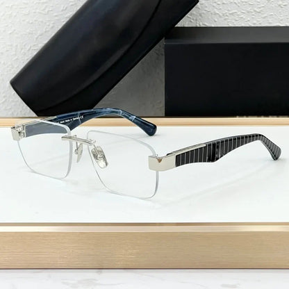 Luxury Rimless Sunglasses Irregular Square Alloy Acetate High Street Men Women Handmade in Germany UV400 THE MAGIC III with Case