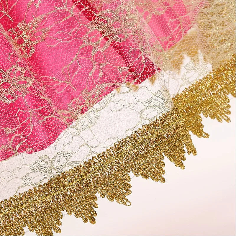 2026 Disney Sleeping Beauty Aurora Princess Dress Girl Cosplay Off Shoulder Kids Gifts Fancy Party Girl Baby Fine Lace Dress Set